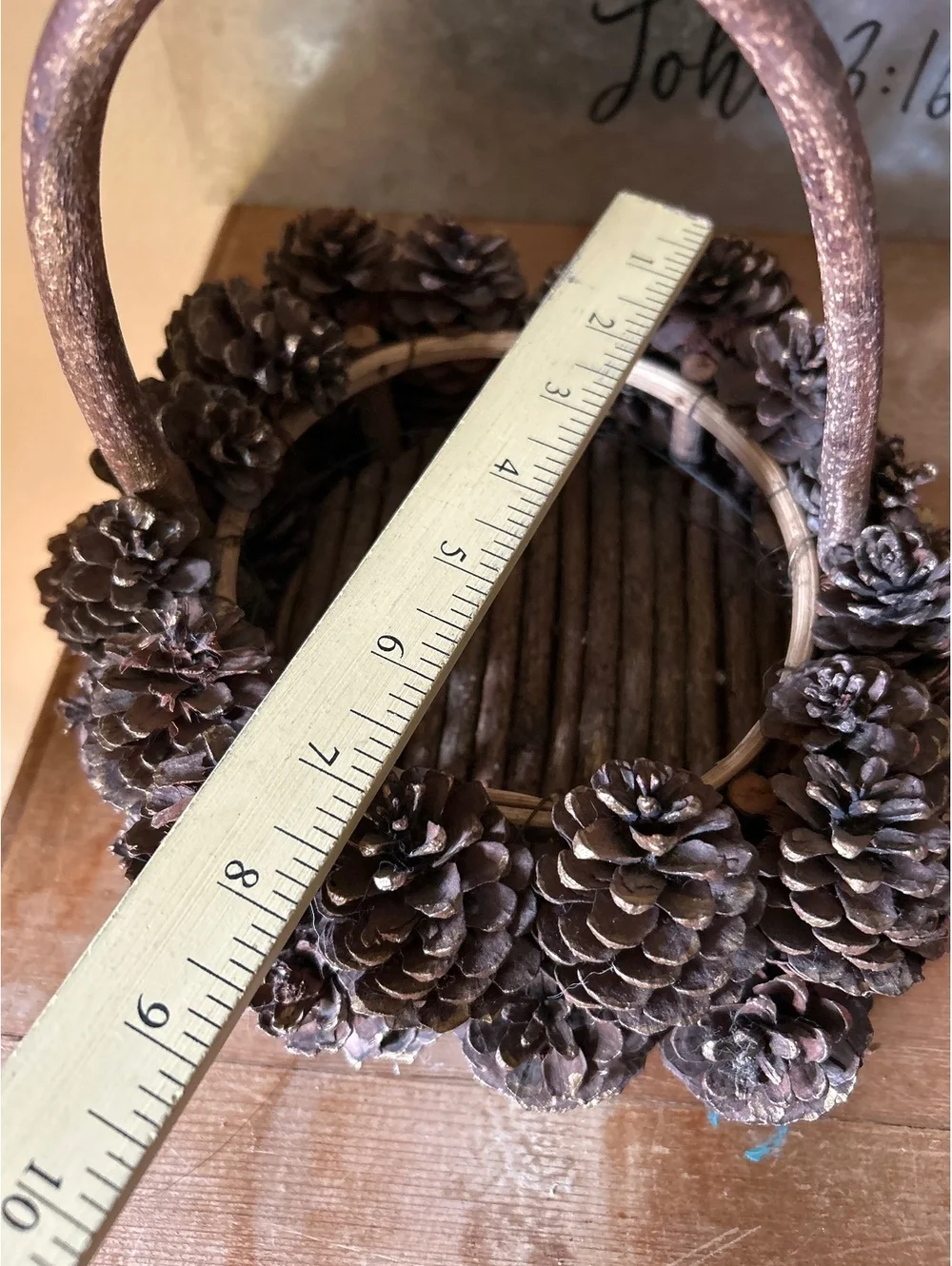 Rustic Pinecone Basket with Handle